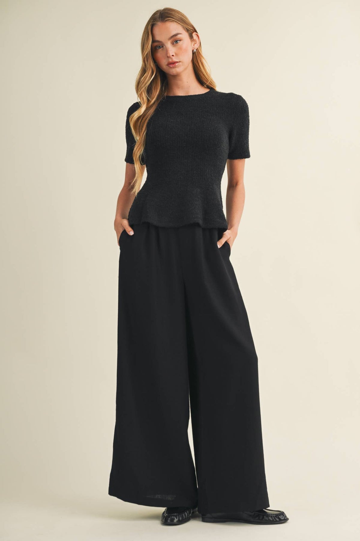 Bouclé Peplum Pullover