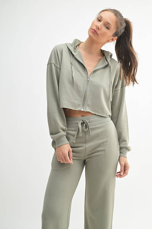 French Terry Crop Hoodie