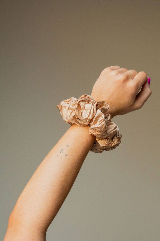 Silky Champagne Jumbo Scrunchie