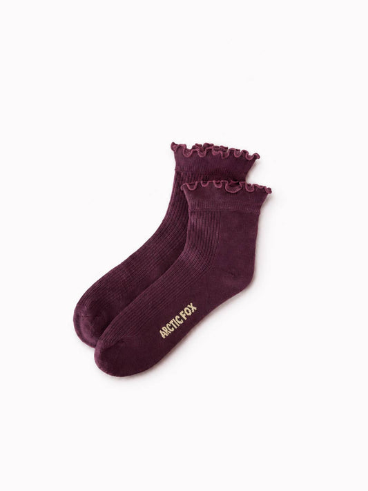 Ruffle Sock - 100% Bamboo - Cherry