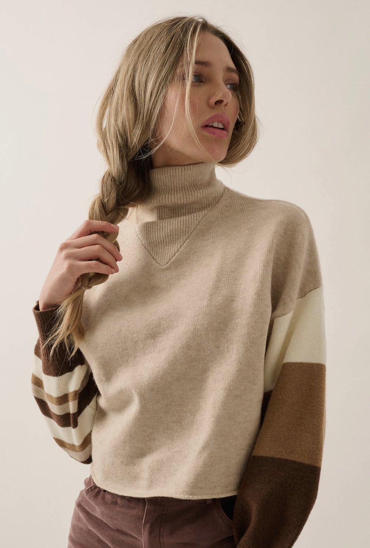 Brown Color Block Sweater