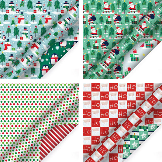 Holiday Reversible Wrapping Paper Bundle 4-pack