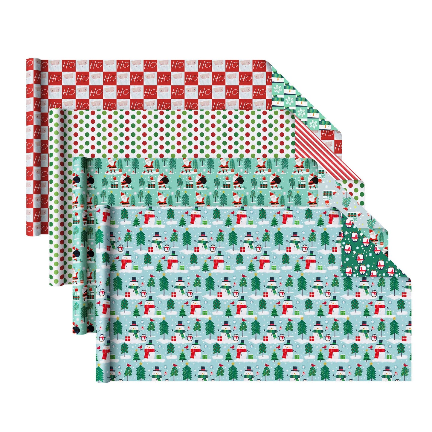 Holiday Reversible Wrapping Paper Bundle 4-pack