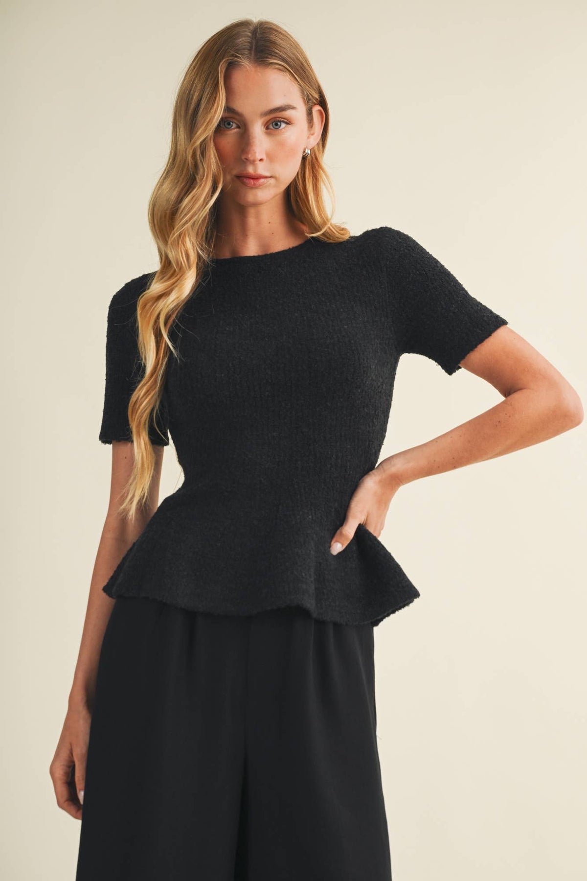 Bouclé Peplum Pullover