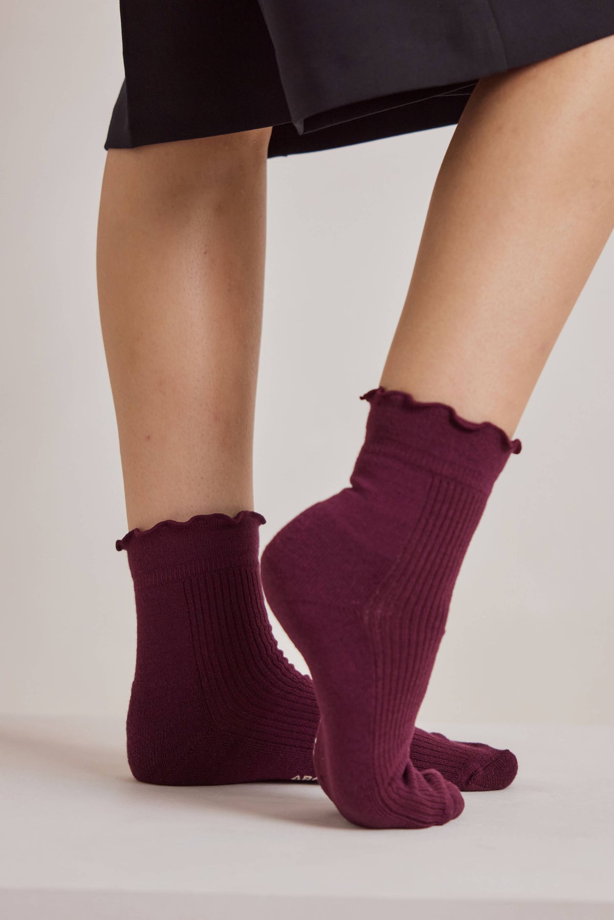 Ruffle Sock - 100% Bamboo - Cherry