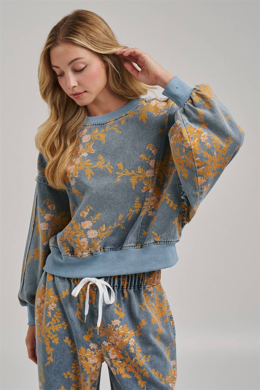 Fall Floral Denim Top