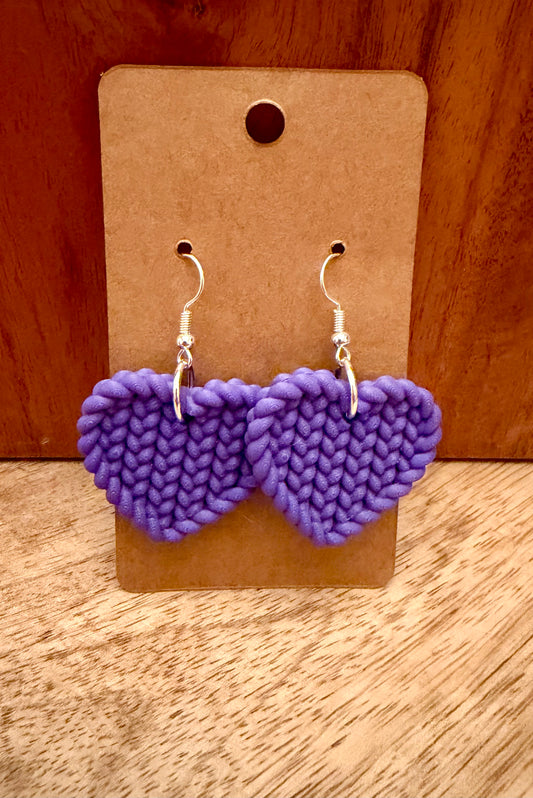 Knitted Heart Earrings