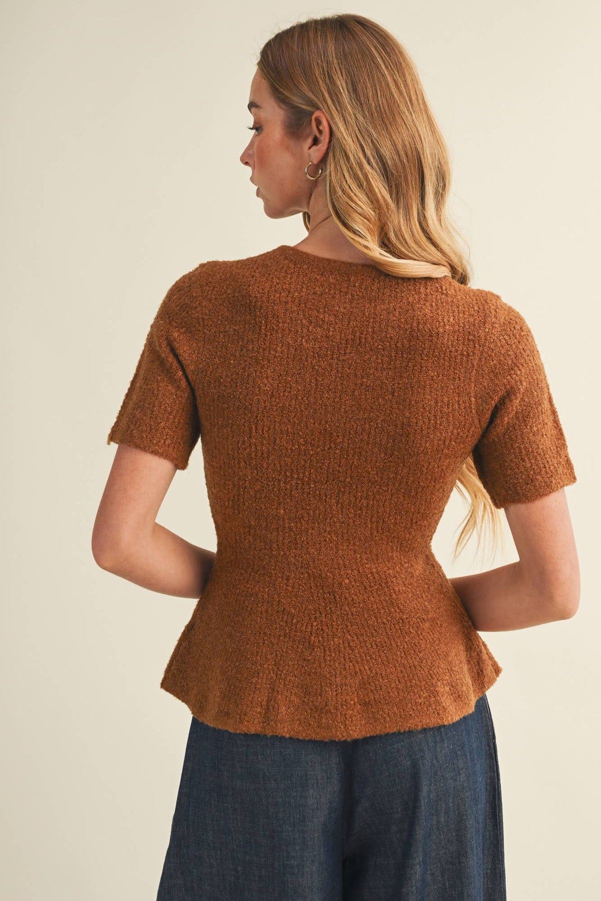 Bouclé Peplum Pullover