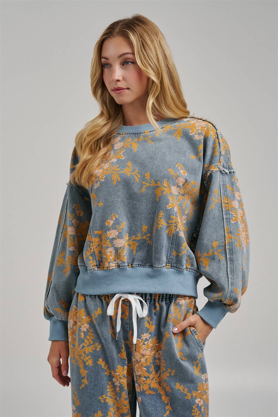 Fall Floral Denim Top