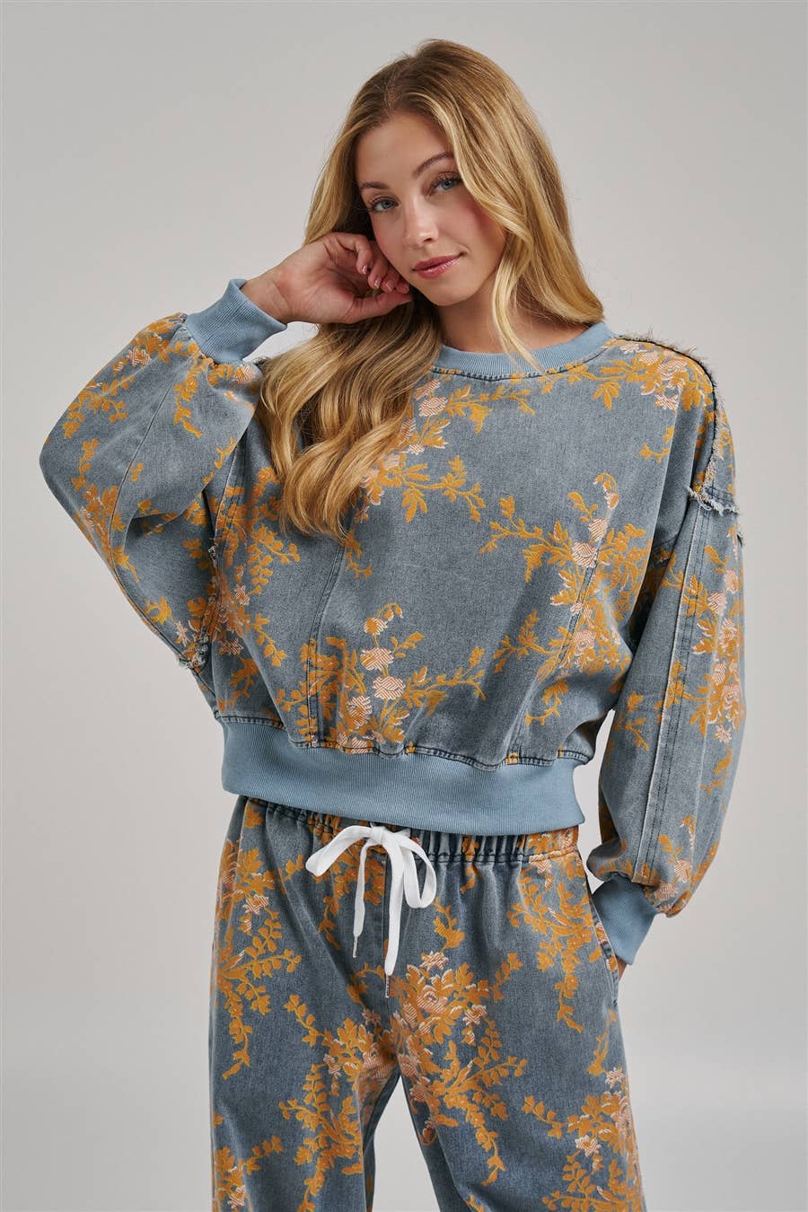 Fall Floral Denim Top