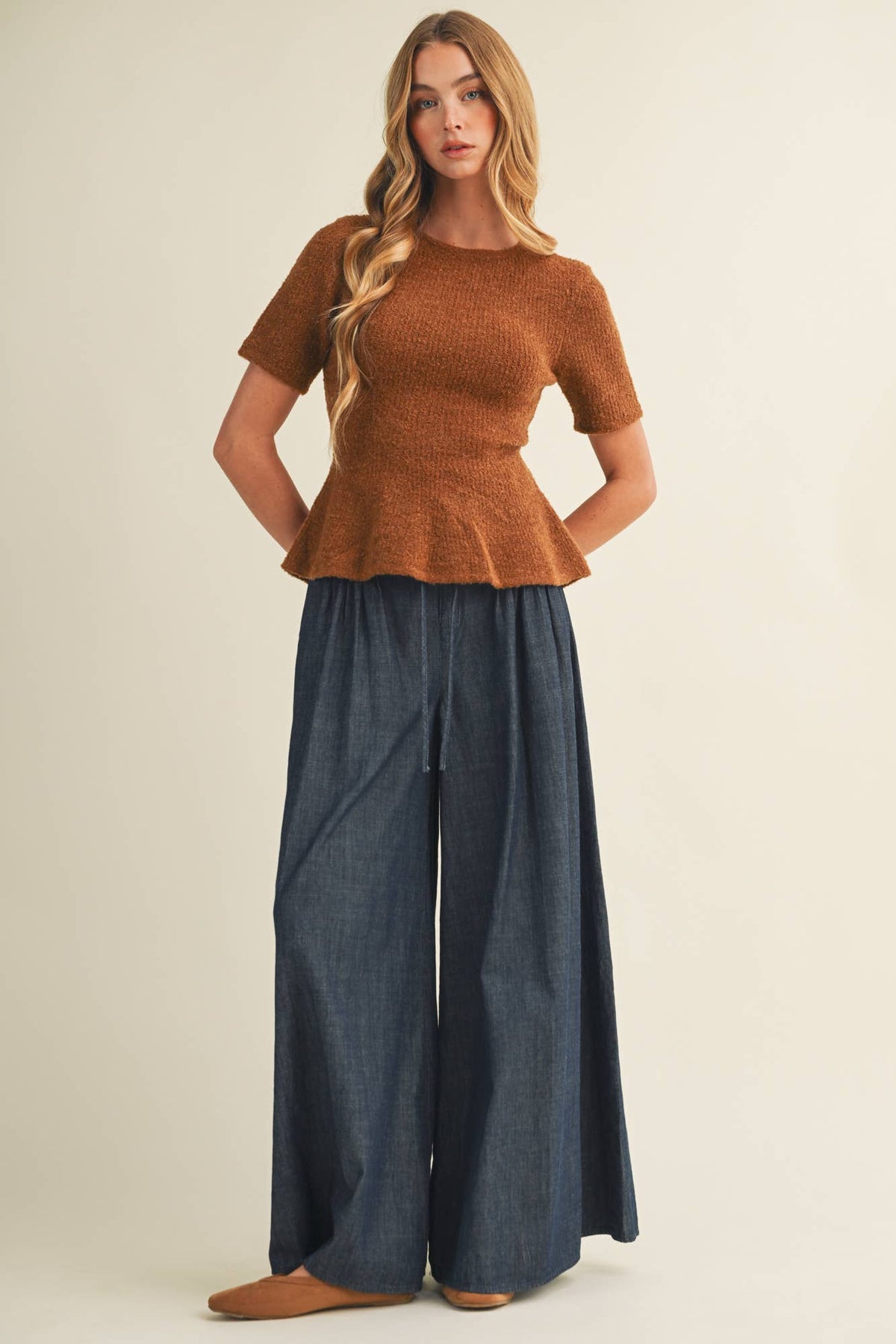 Bouclé Peplum Pullover