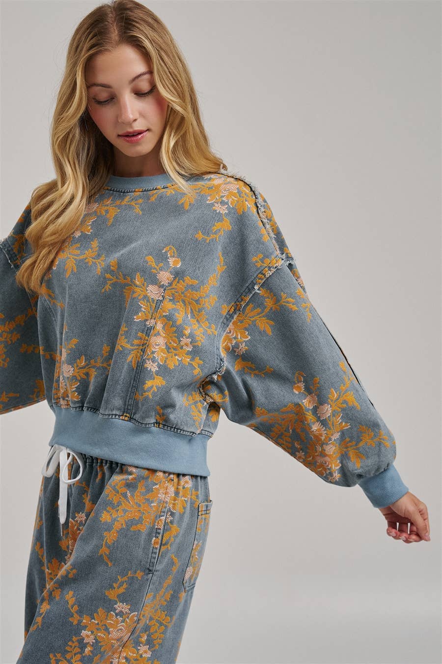 Fall Floral Denim Top
