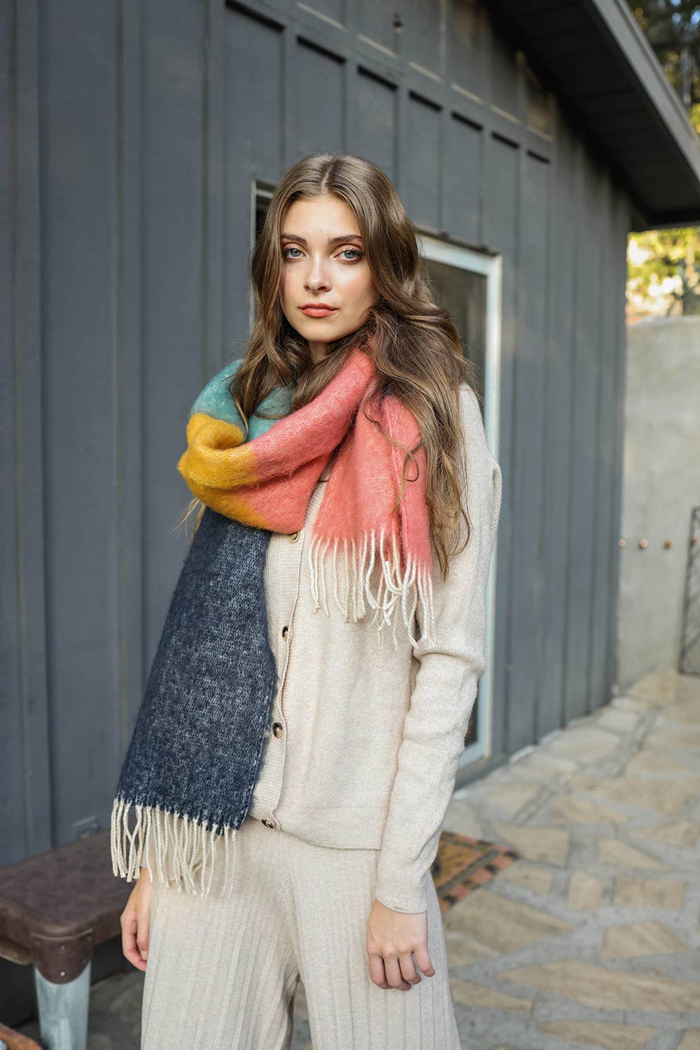 Winter Color Block Scarf