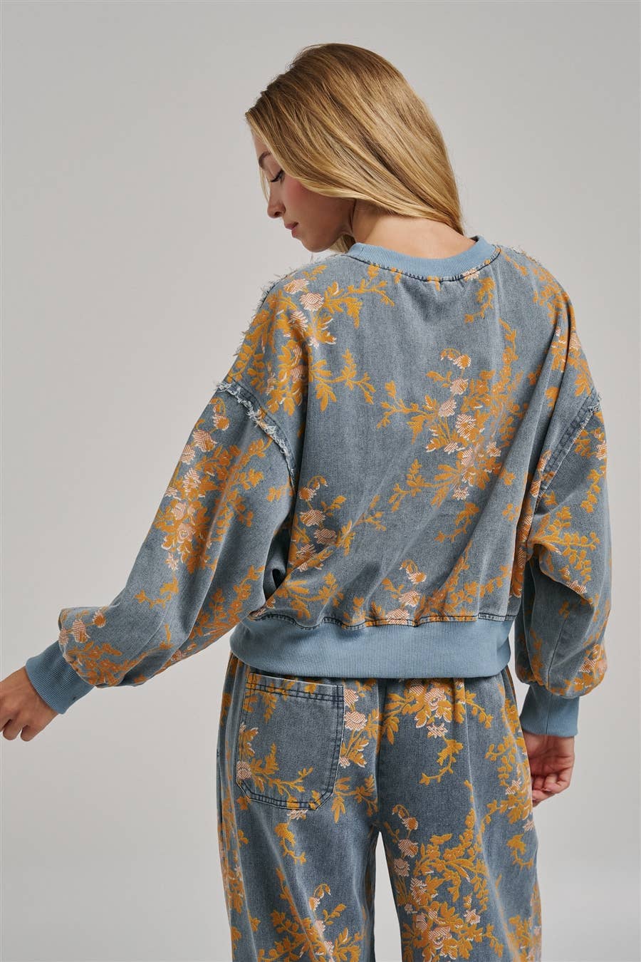 Fall Floral Denim Top