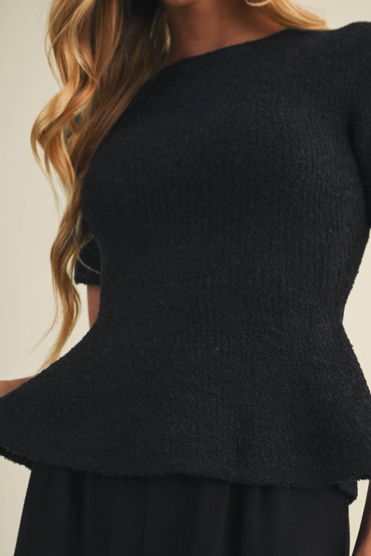 Bouclé Peplum Pullover