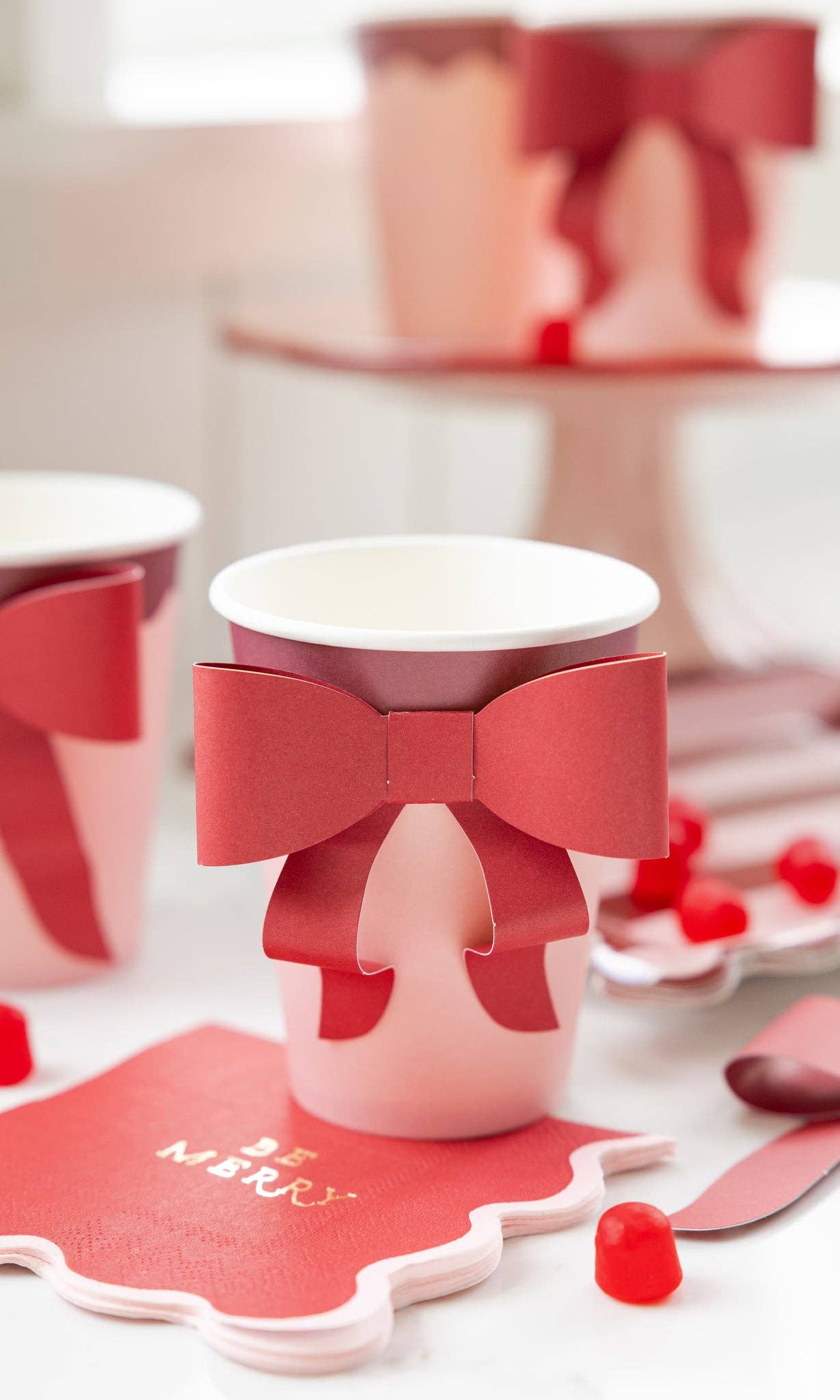 Red and Pink Festive Cup with bow